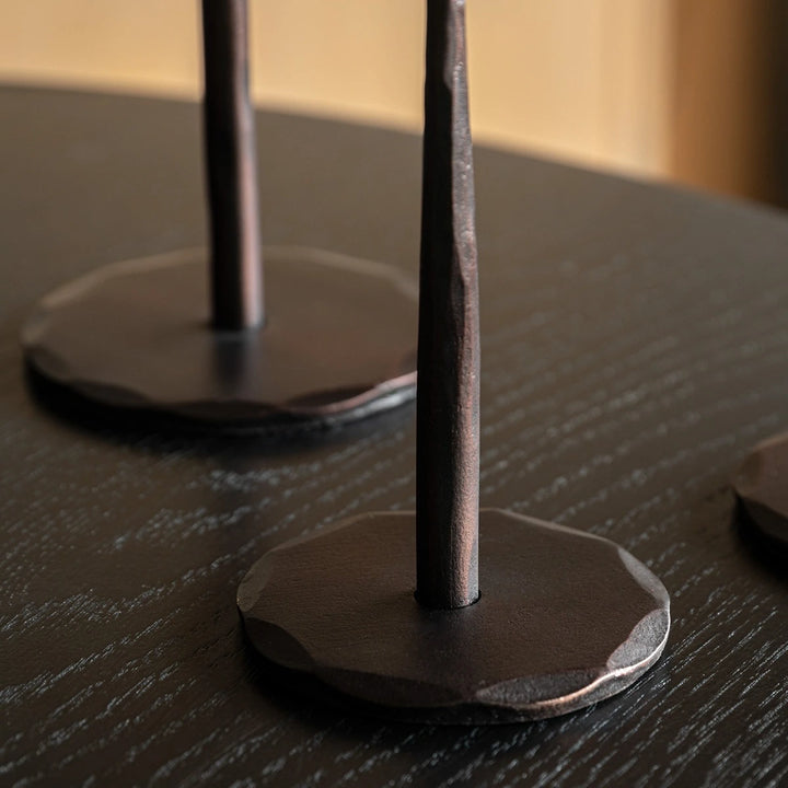 Elgon Set of 3 Metal Candle Sticks - Brown