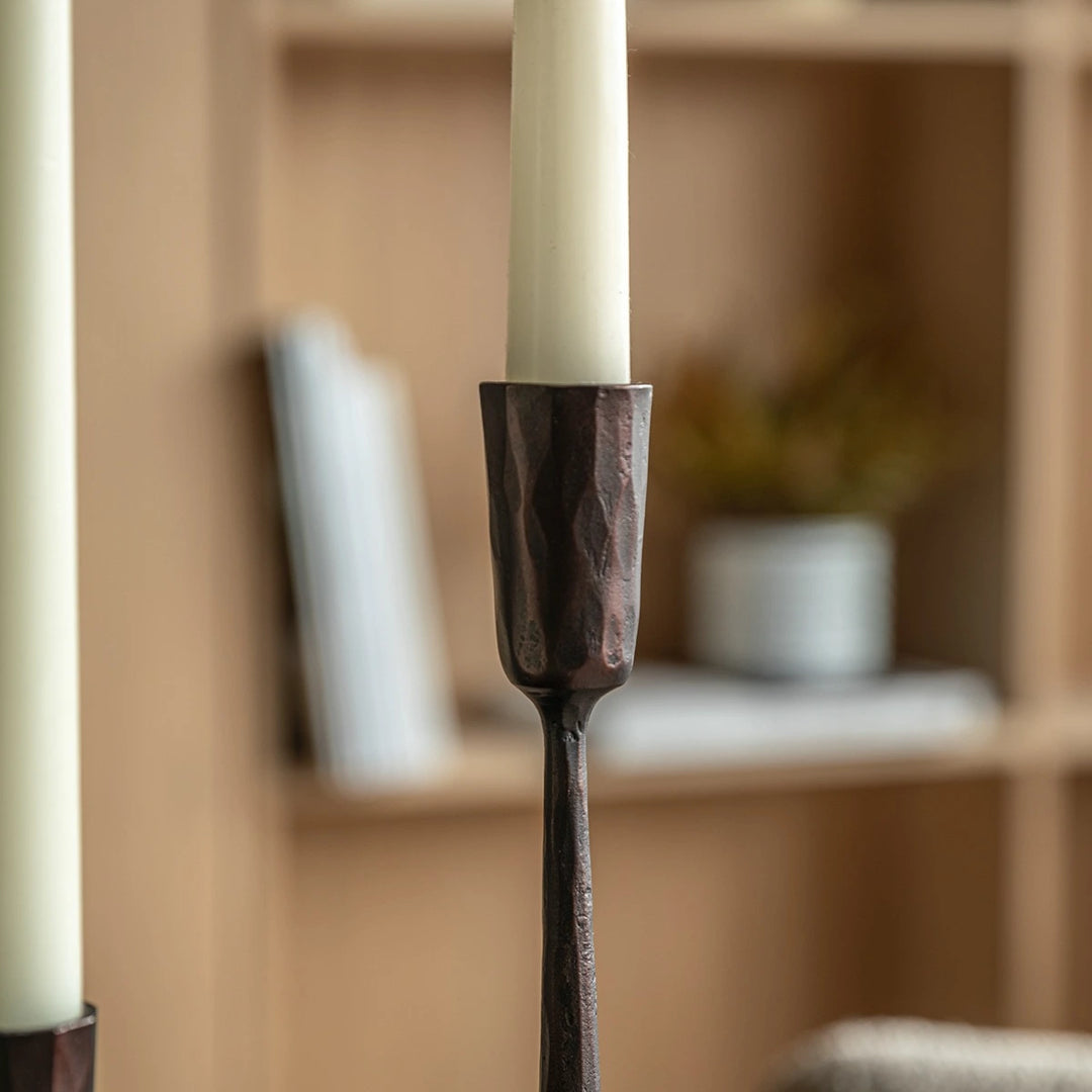 Elgon Set of 3 Metal Candle Sticks - Brown