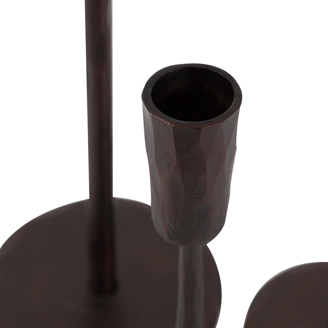 Elgon Set of 3 Metal Candle Sticks - Brown