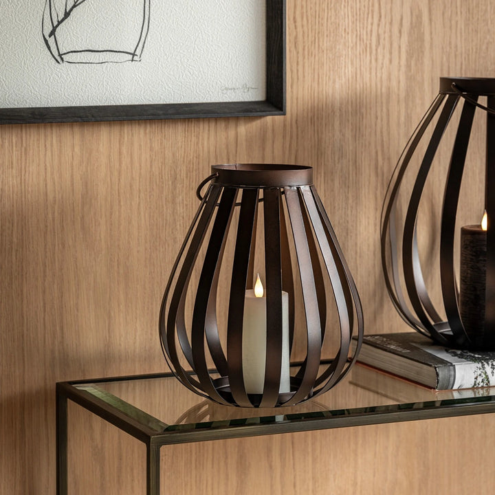 Metal Bulb Lantern - Brown