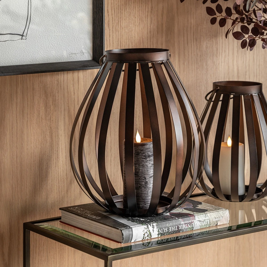 Metal Bulb Lantern - Brown