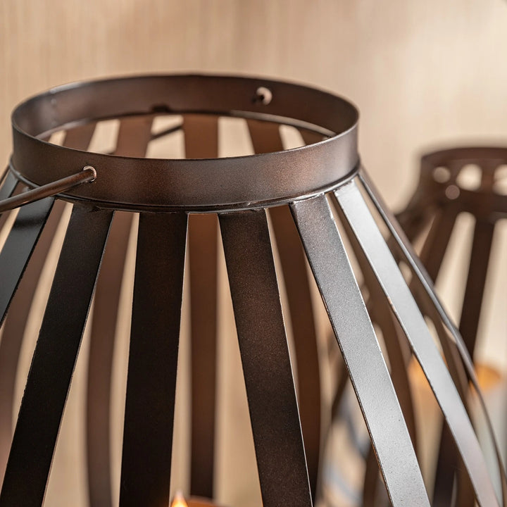 Metal Bulb Lantern - Brown