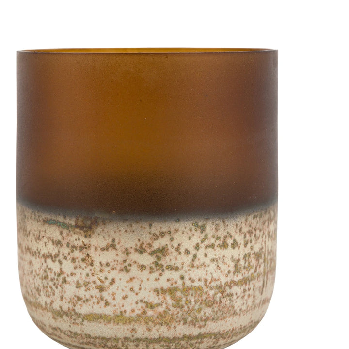 Frosted Set of 2 Tealight Holder - Brown