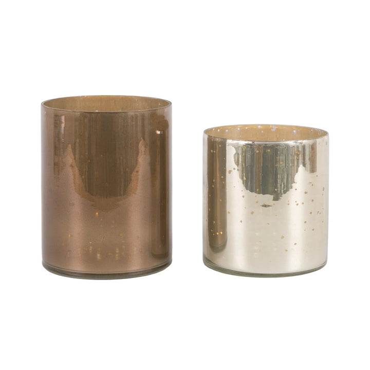 Bubble Glass Set of 2 Candle Holders - Champagne