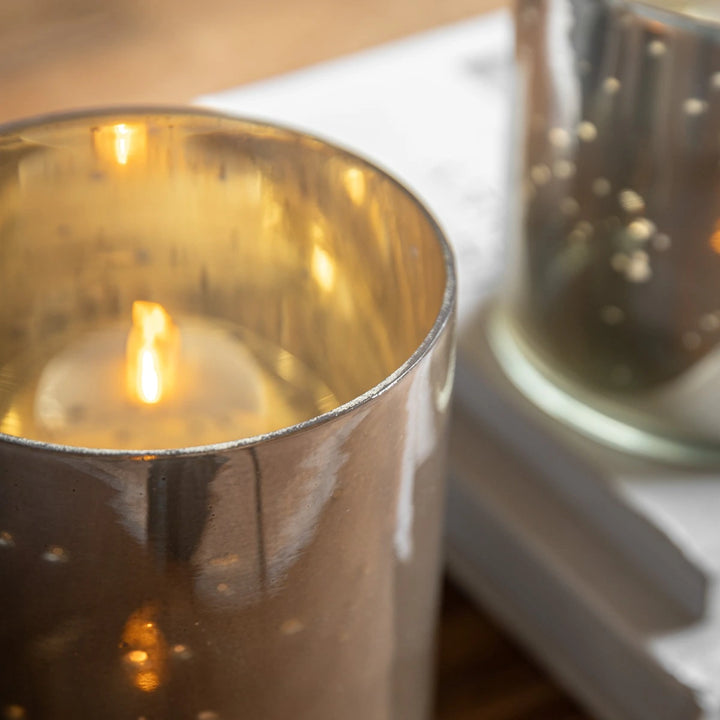 Bubble Glass Set of 2 Candle Holders - Champagne