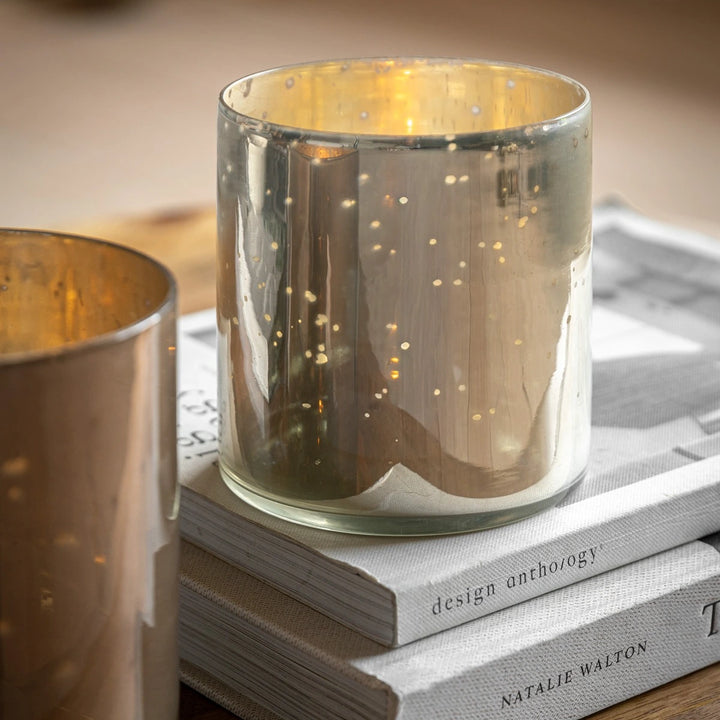 Bubble Glass Set of 2 Candle Holders - Champagne