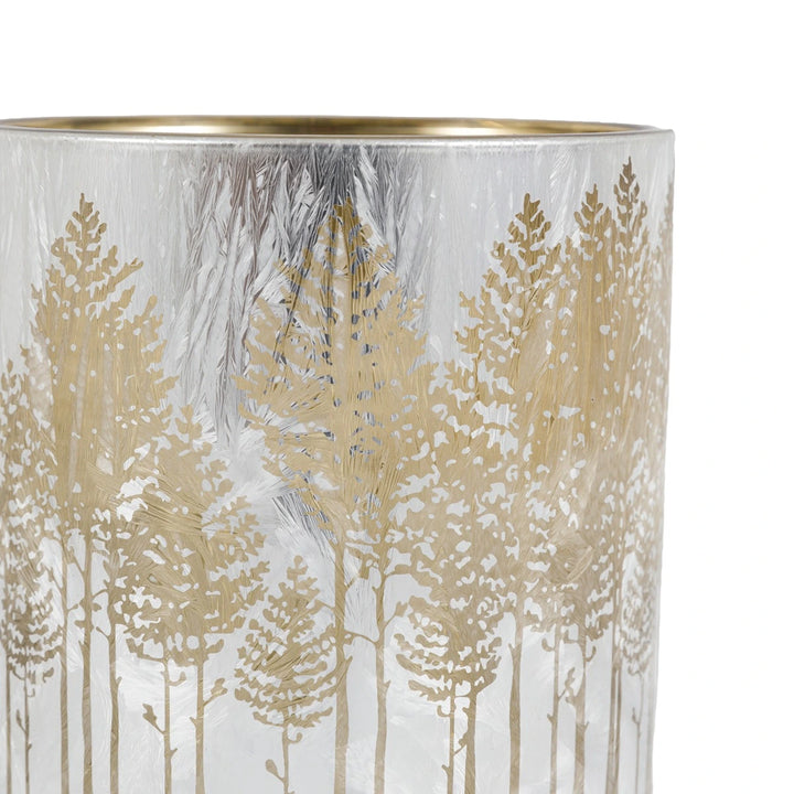 Silver Set of 3 Etched Tree Candle Holder