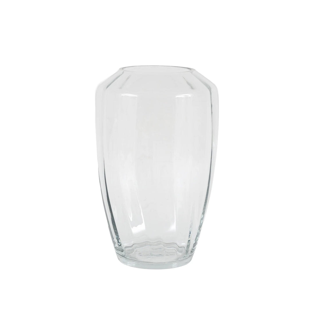 Ribbed Clear Glass Vase