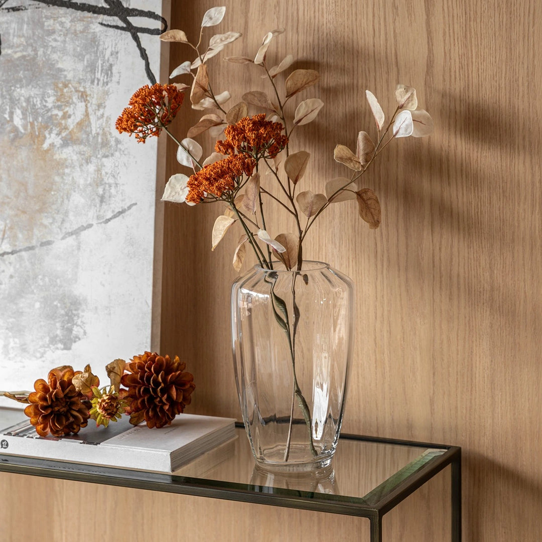Ribbed Clear Glass Vase