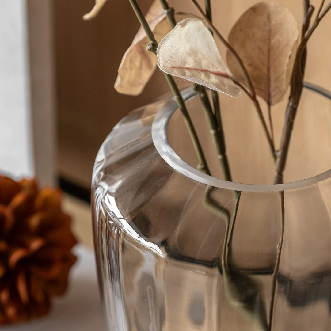 Ribbed Clear Glass Vase