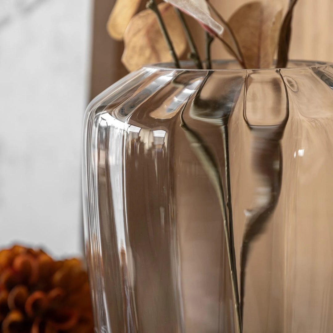 Ribbed Clear Glass Vase