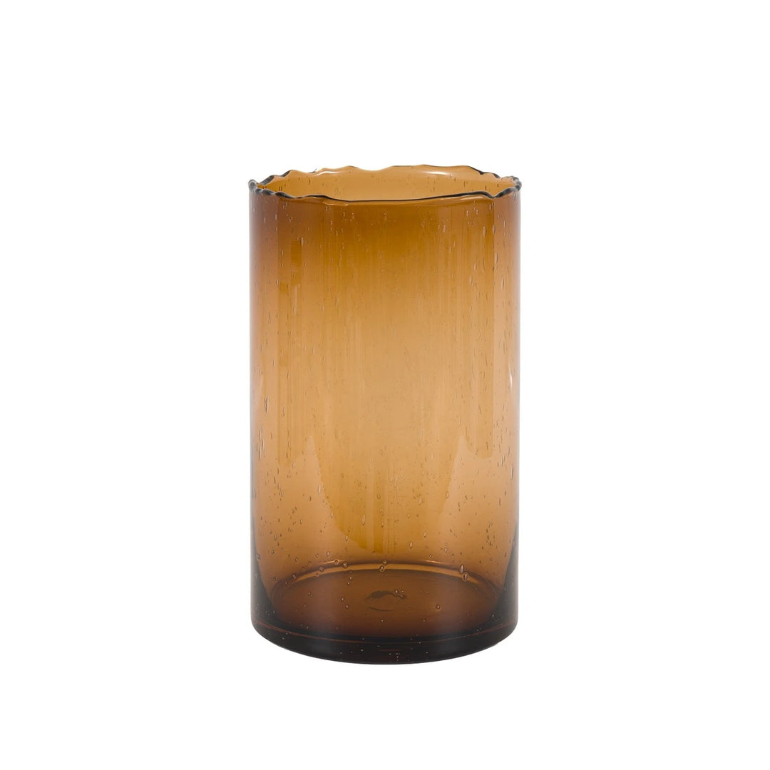 Edged Cut Glass Vase - Brown