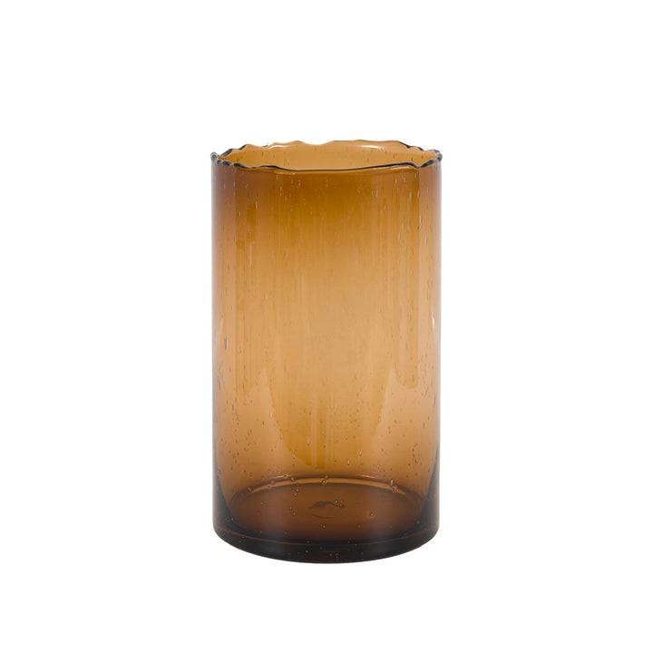 Edged Cut Glass Vase - Brown