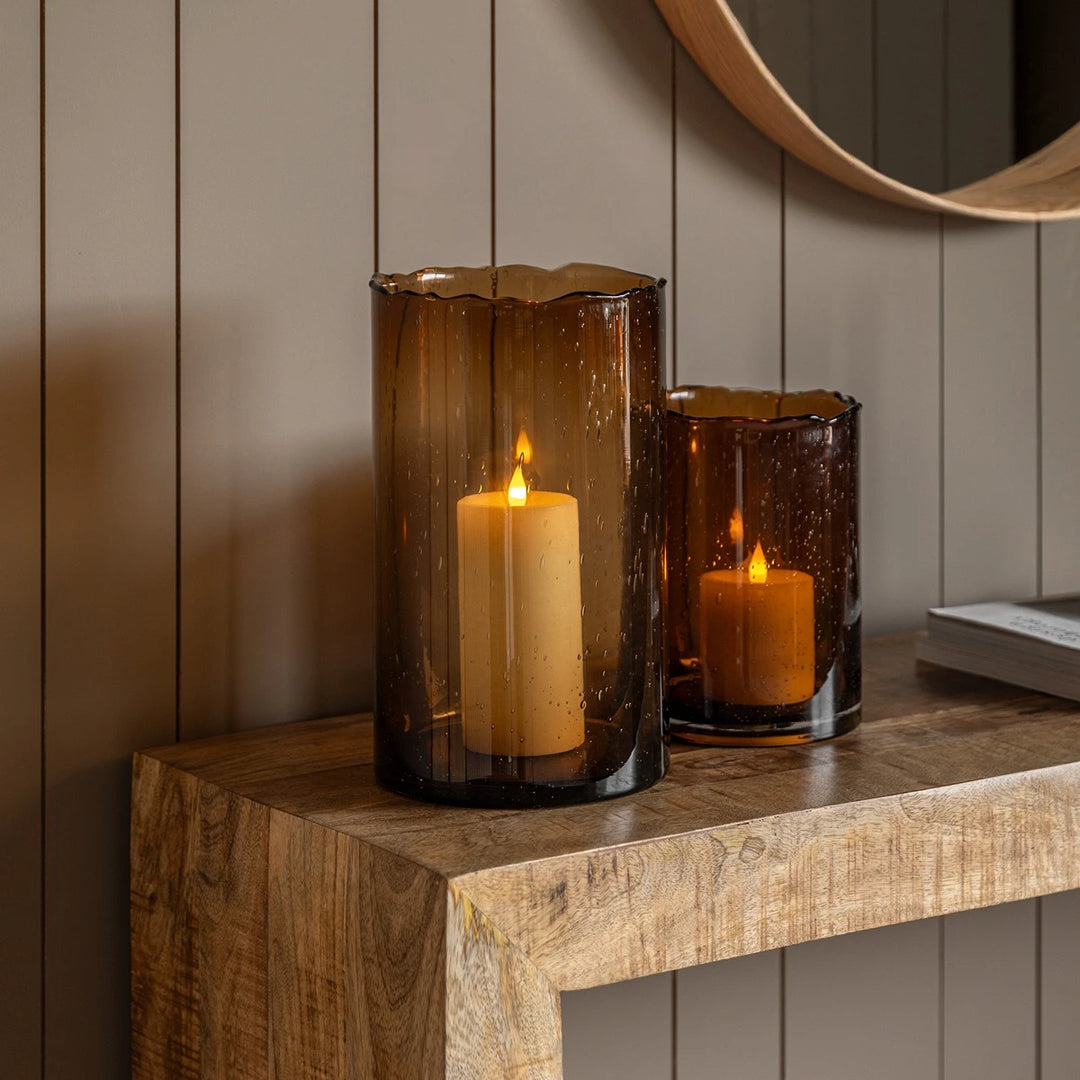 Edged Cut Glass Vase - Brown