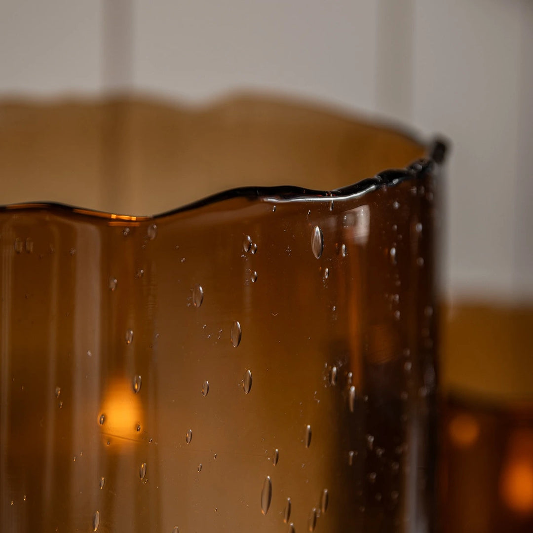 Edged Cut Glass Vase - Brown