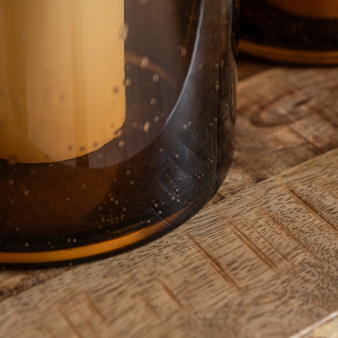 Edged Cut Glass Vase - Brown