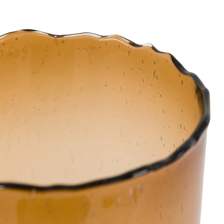 Edged Cut Glass Vase - Brown