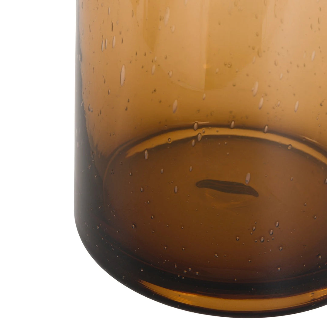 Edged Cut Glass Vase - Brown