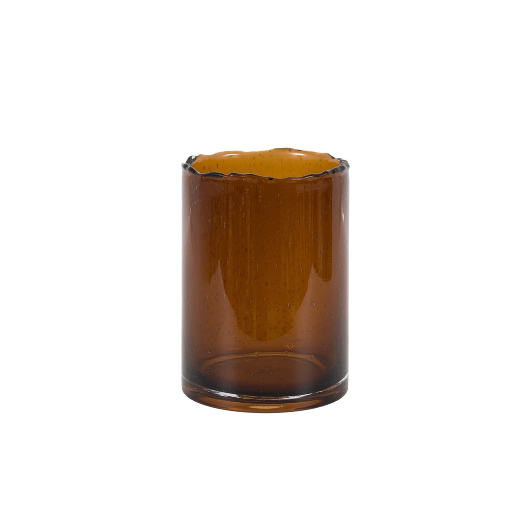 Edged Cut Glass Vase - Brown