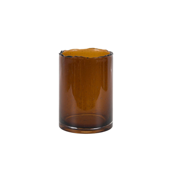 Edged Cut Glass Vase - Brown