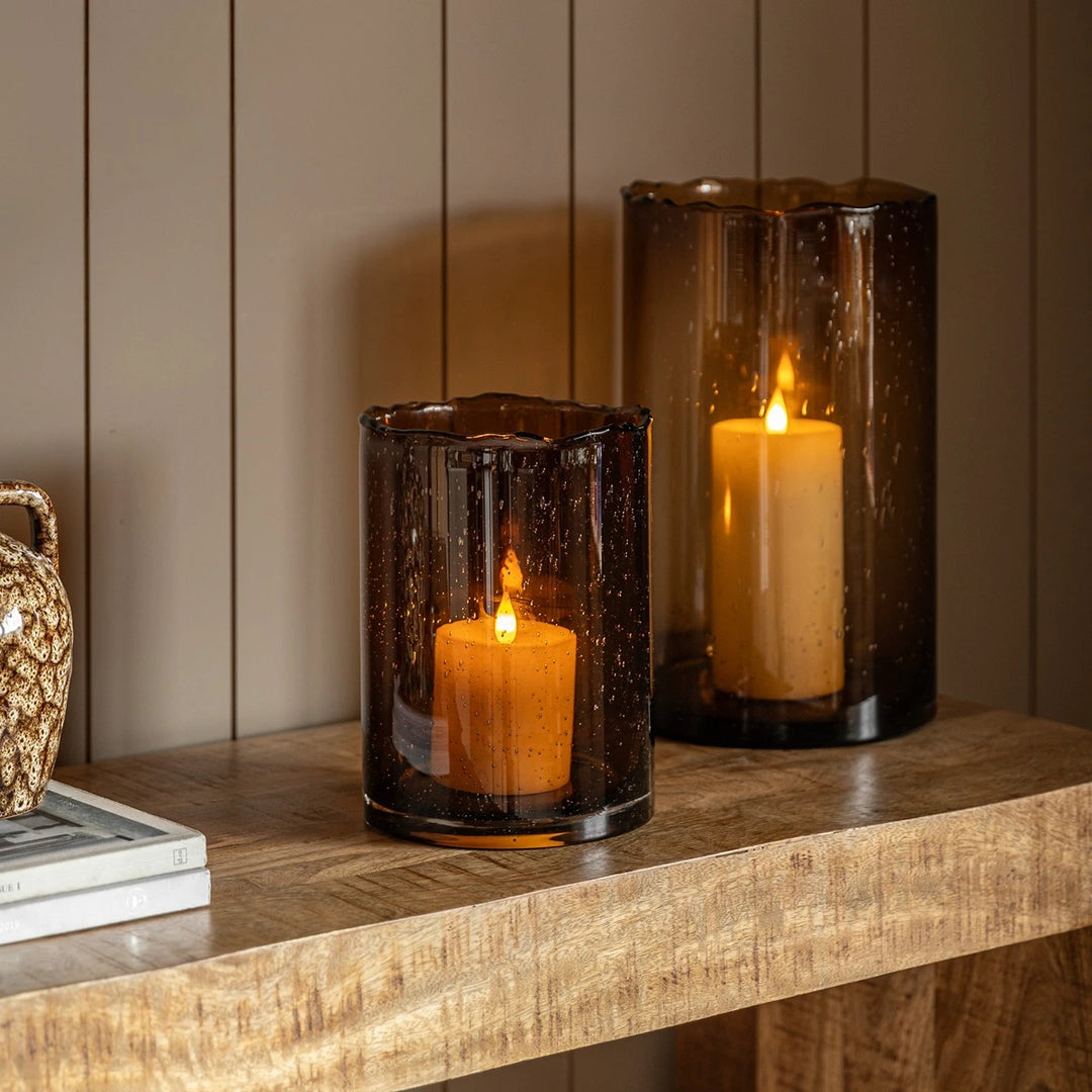Edged Cut Glass Vase - Brown