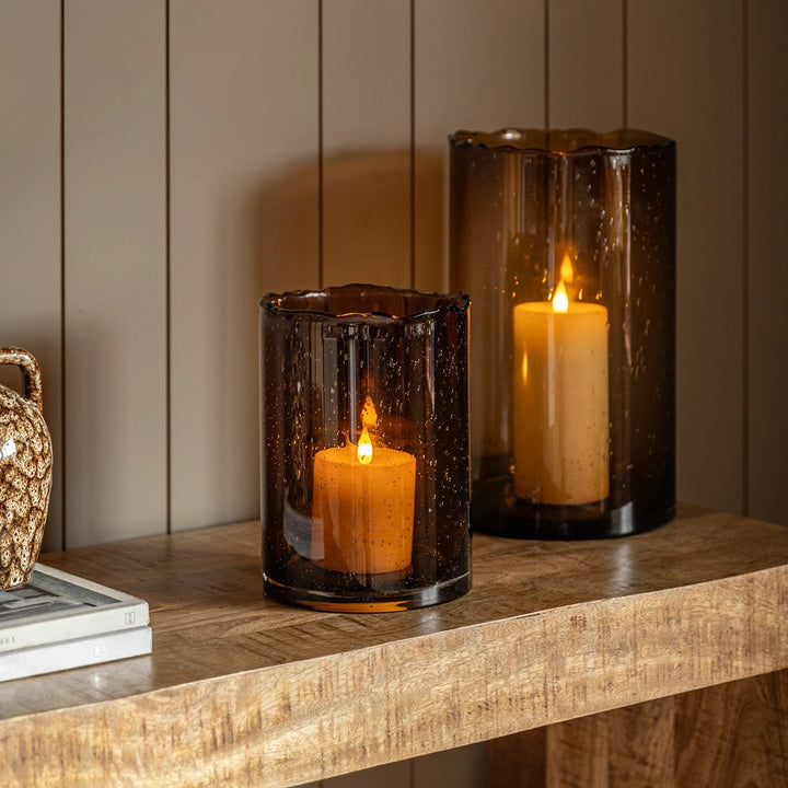 Edged Cut Glass Vase - Brown
