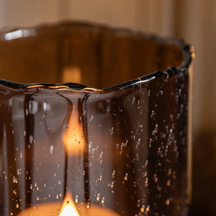 Edged Cut Glass Vase - Brown