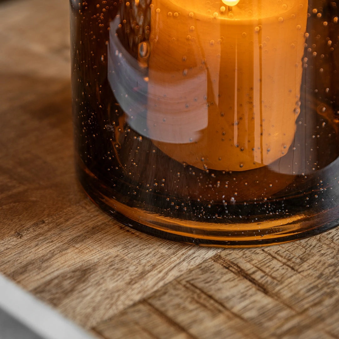 Edged Cut Glass Vase - Brown