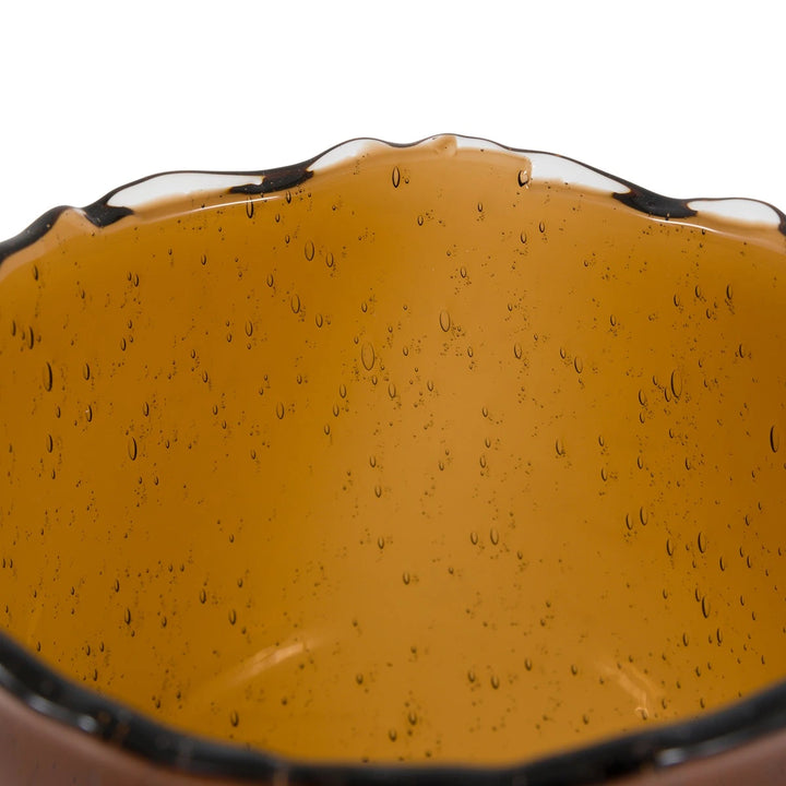 Edged Cut Glass Vase - Brown
