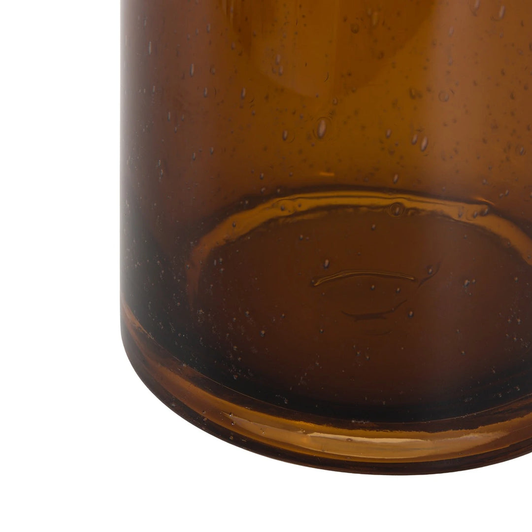 Edged Cut Glass Vase - Brown