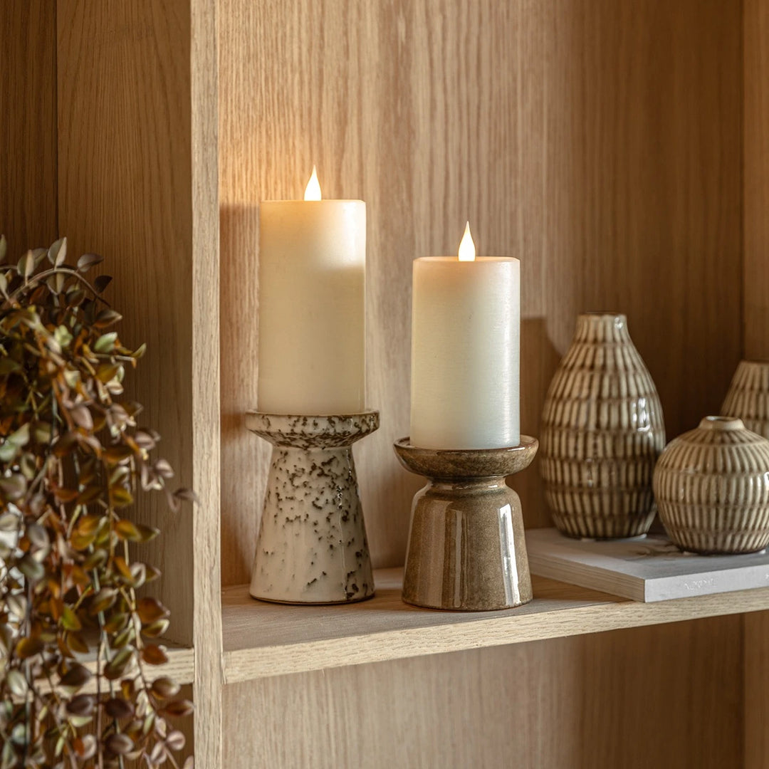 Ceramic Glazed Set of 2 Candle Holders