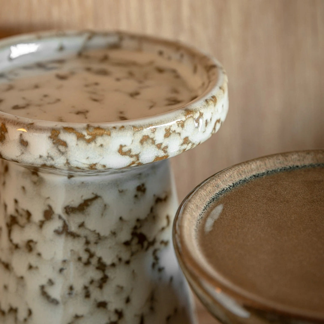 Ceramic Glazed Set of 2 Candle Holders
