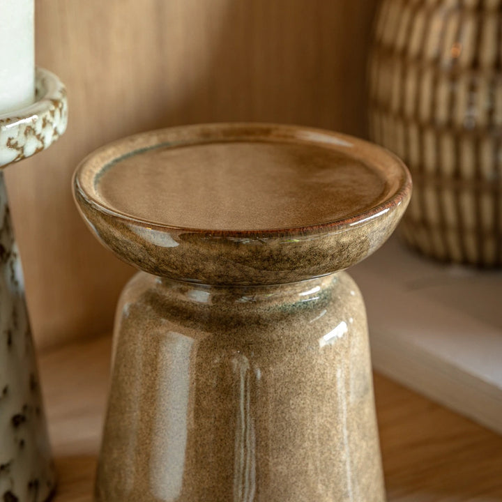 Ceramic Glazed Set of 2 Candle Holders