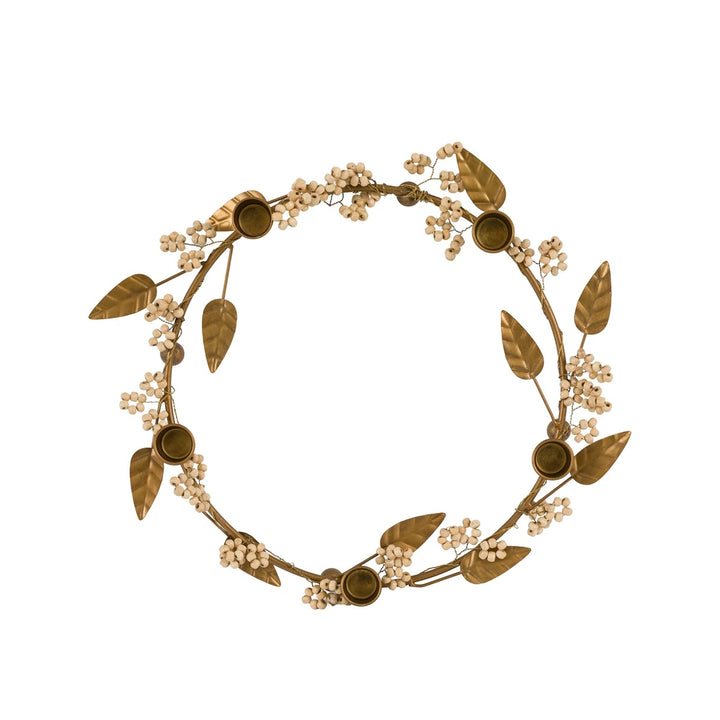 Woodland Berry Leaf Candle Ring - Gold