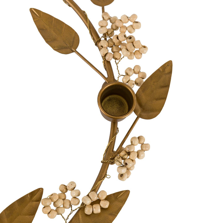 Woodland Berry Leaf Candle Ring - Gold