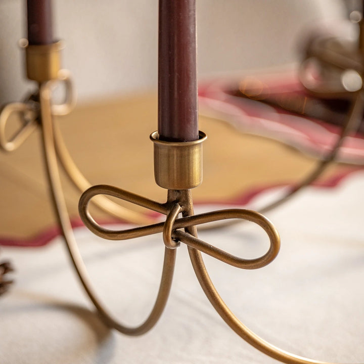 Heritage Bow Candle Holder - Gold