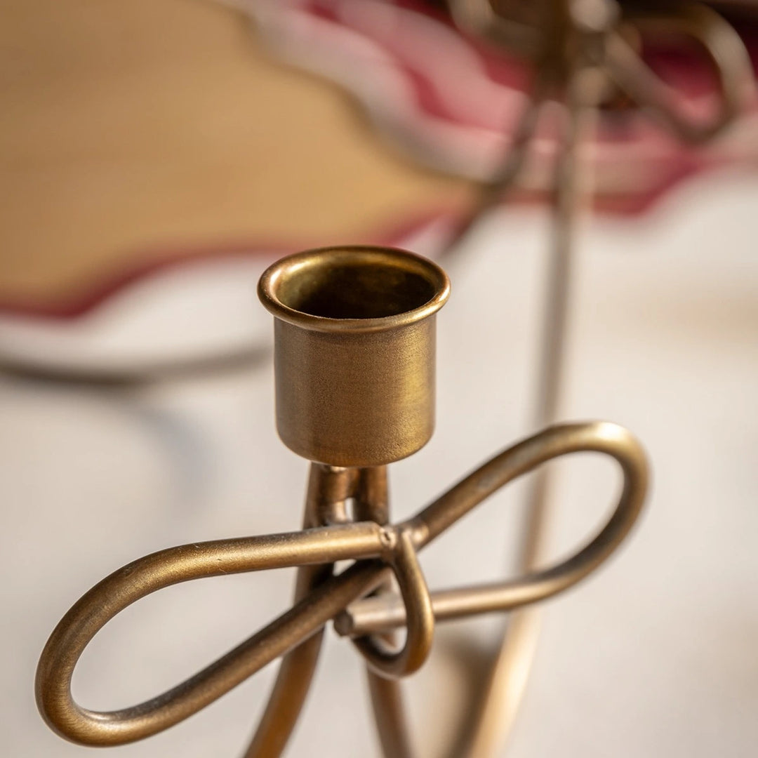 Heritage Bow Candle Holder - Gold