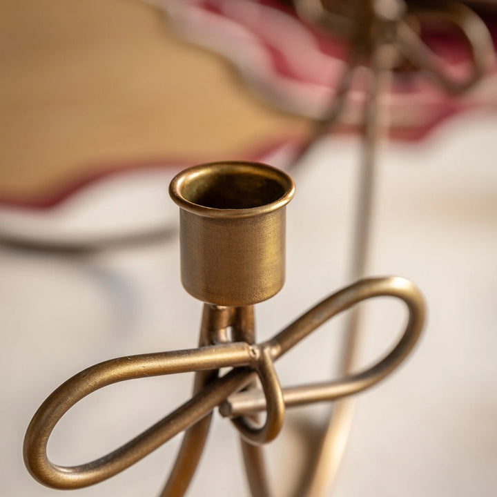Heritage Bow Candle Holder - Gold