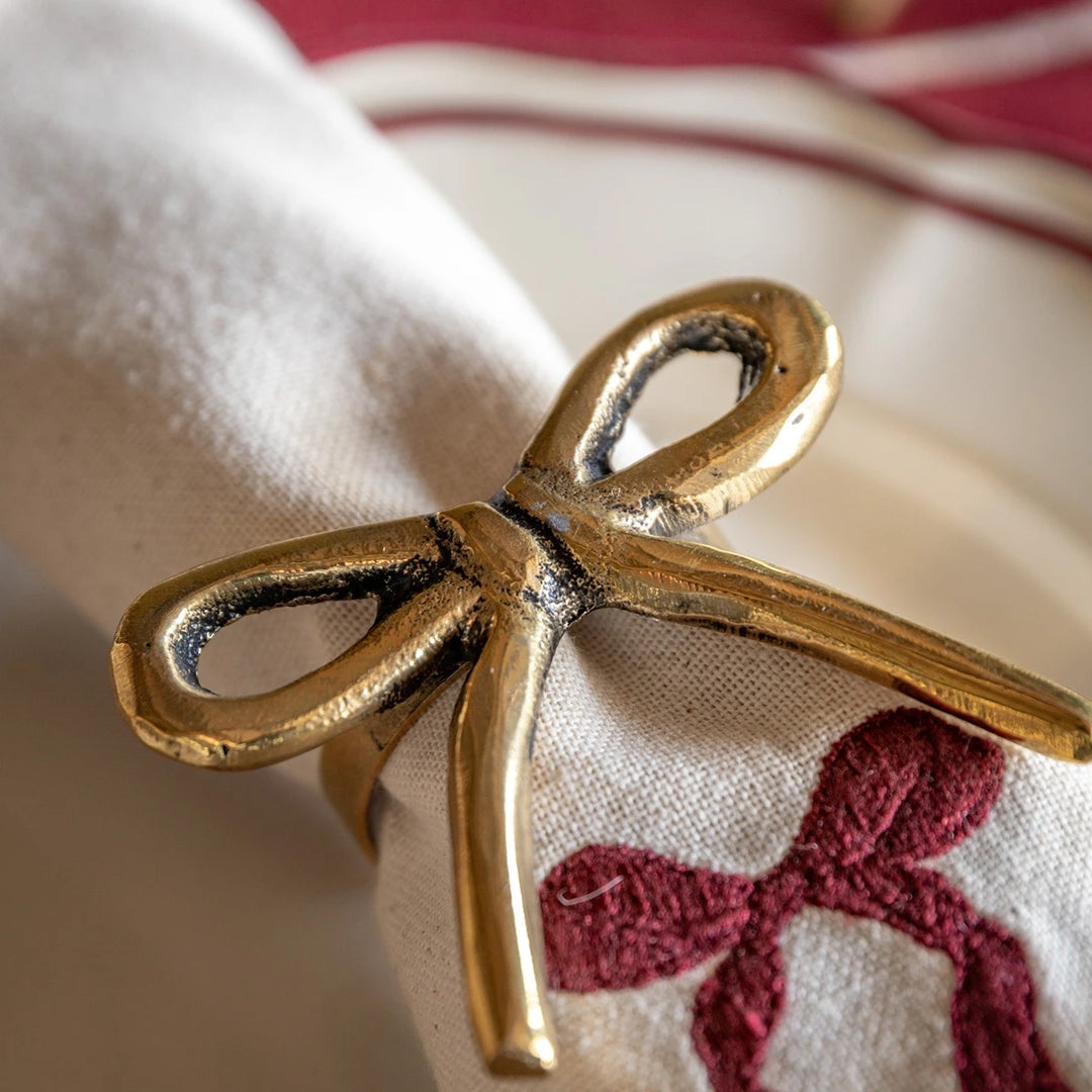 Gold Set of 4 Bow Napkin Rings