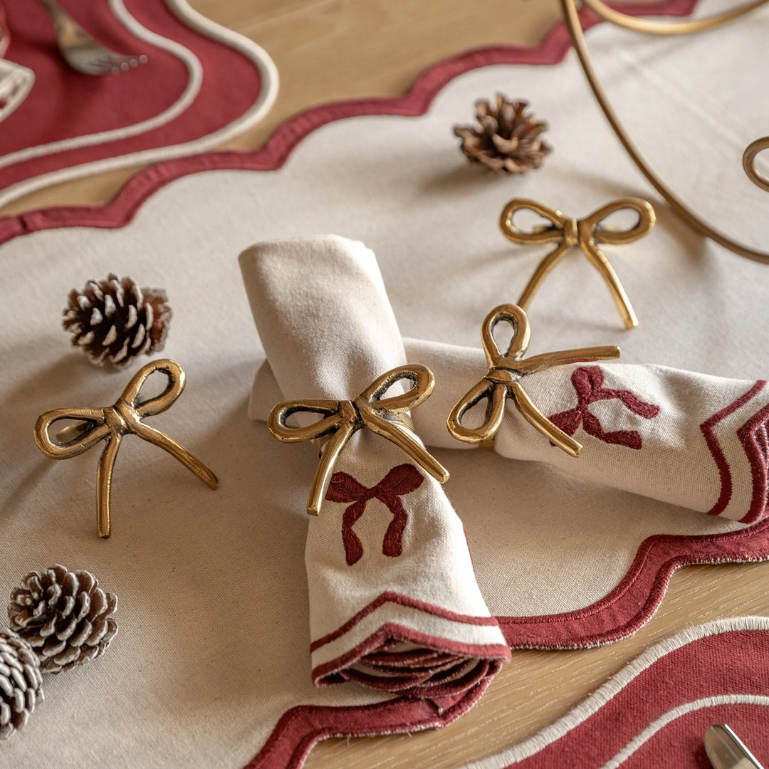 Gold Set of 4 Bow Napkin Rings