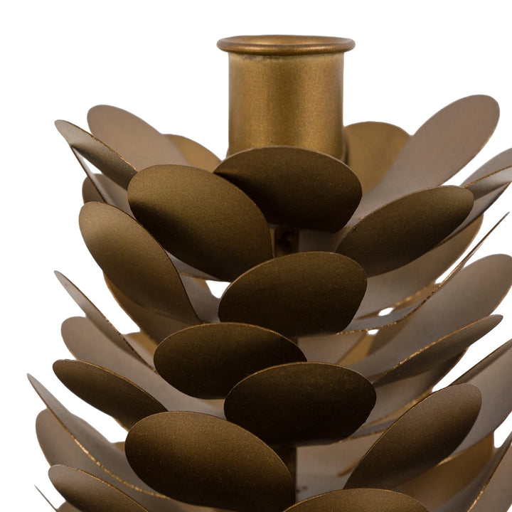 Woodland Set of 2 Pinecone Candleholder - Gold