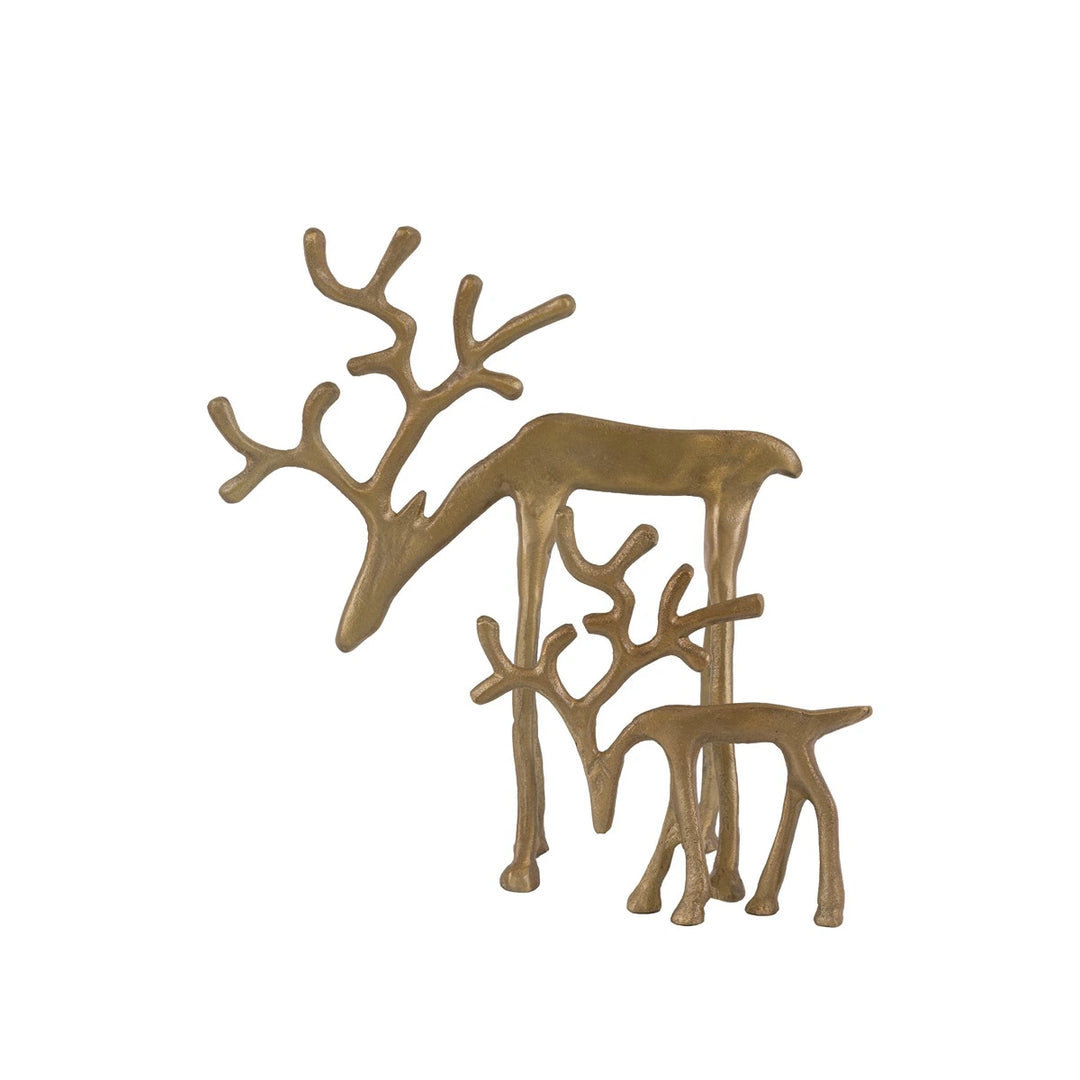 Woodland Set of 2 Metal Reindeer - Gold