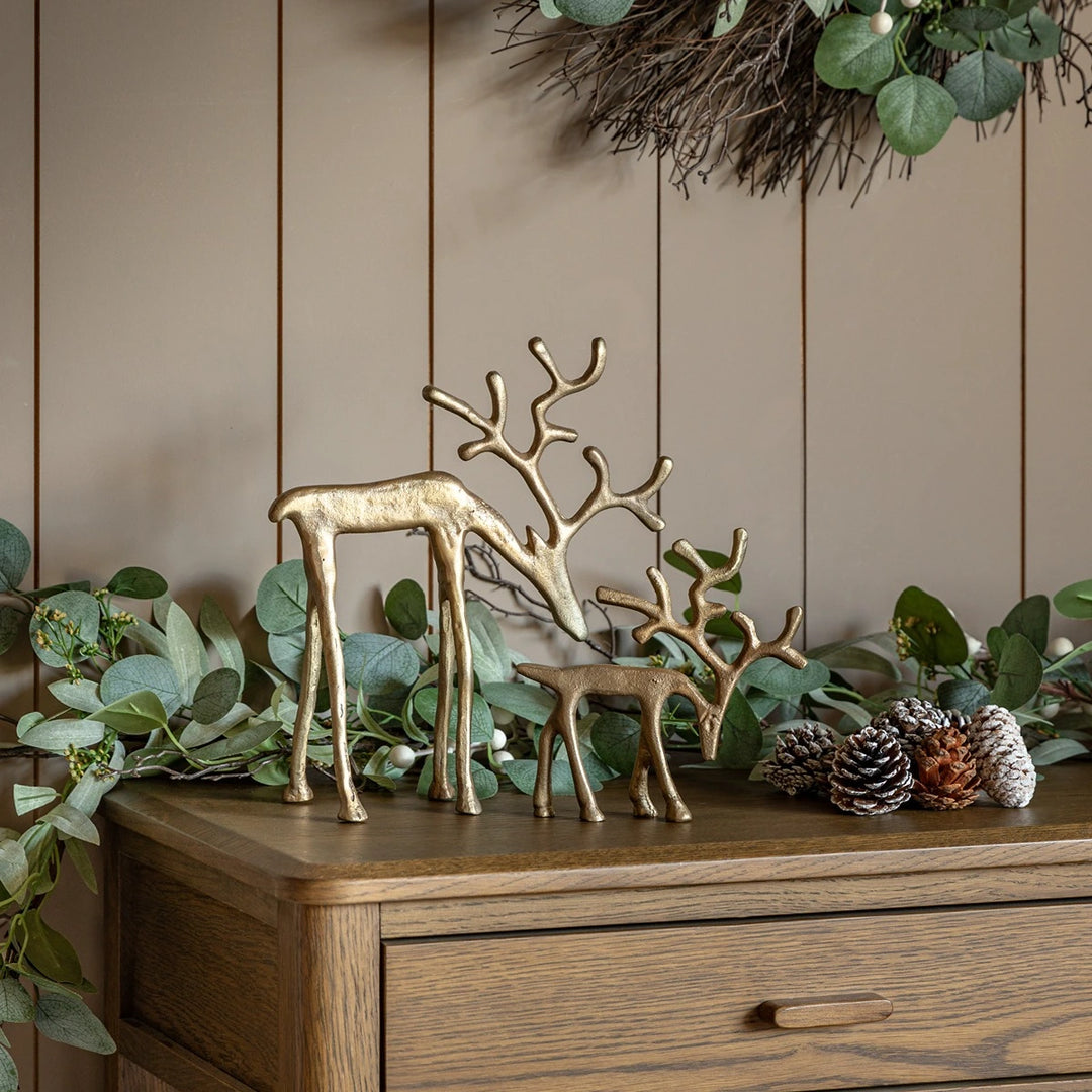 Woodland Set of 2 Metal Reindeer - Gold