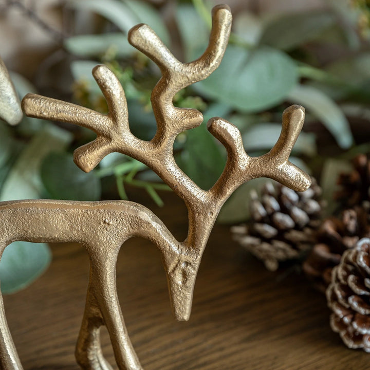 Woodland Set of 2 Metal Reindeer - Gold