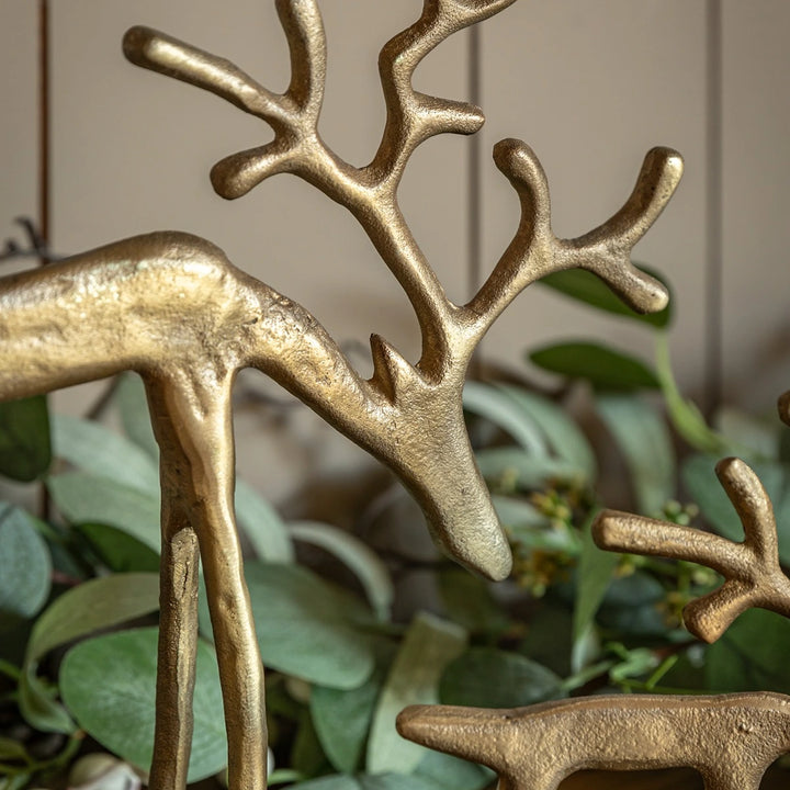 Woodland Set of 2 Metal Reindeer - Gold