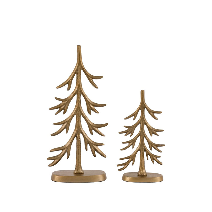 Woodland Set of 2 Metal Tree Ornaments - Gold