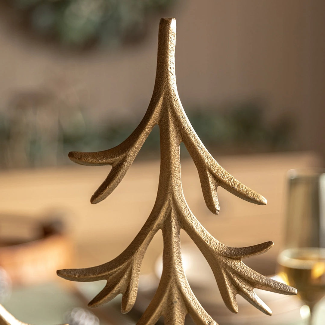 Woodland Set of 2 Metal Tree Ornaments - Gold