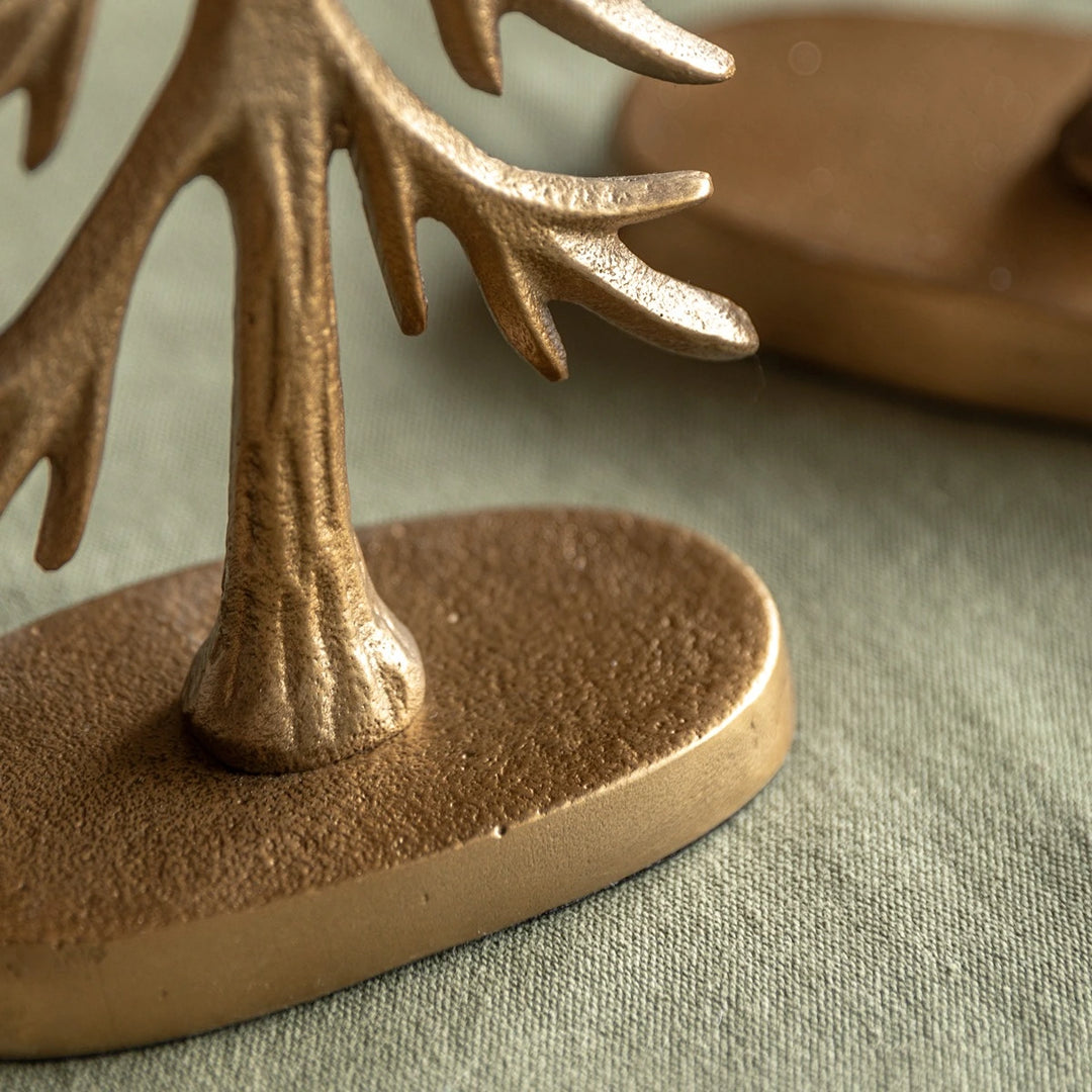 Woodland Set of 2 Metal Tree Ornaments - Gold
