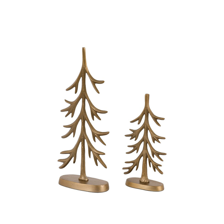 Woodland Set of 2 Metal Tree Ornaments - Gold