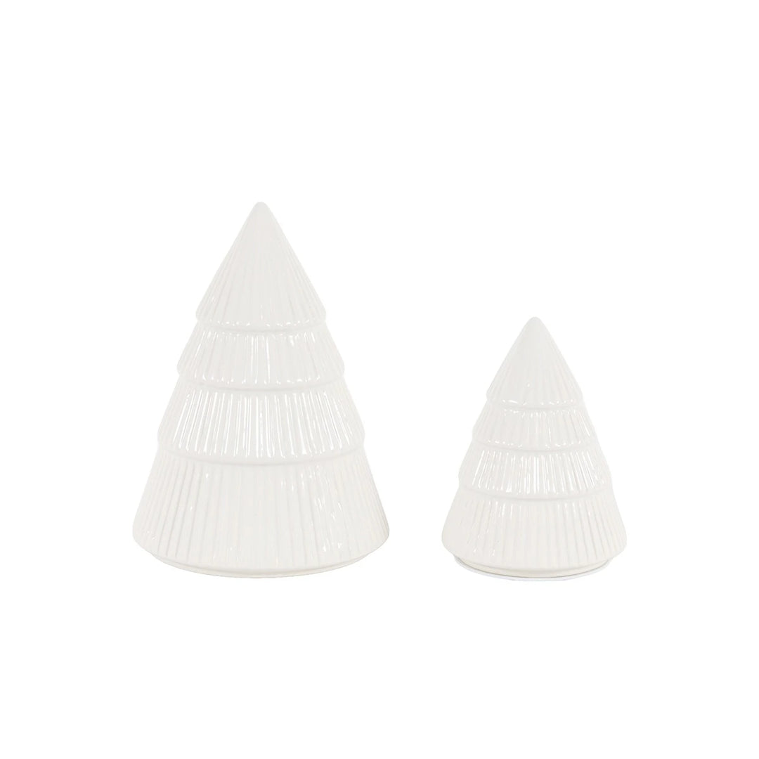 Woodland Set of 2 Ceramic Tree Ornament - White